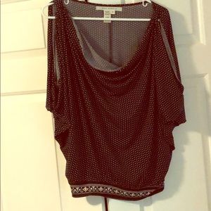 Sleeveless dolman top with draped neckline